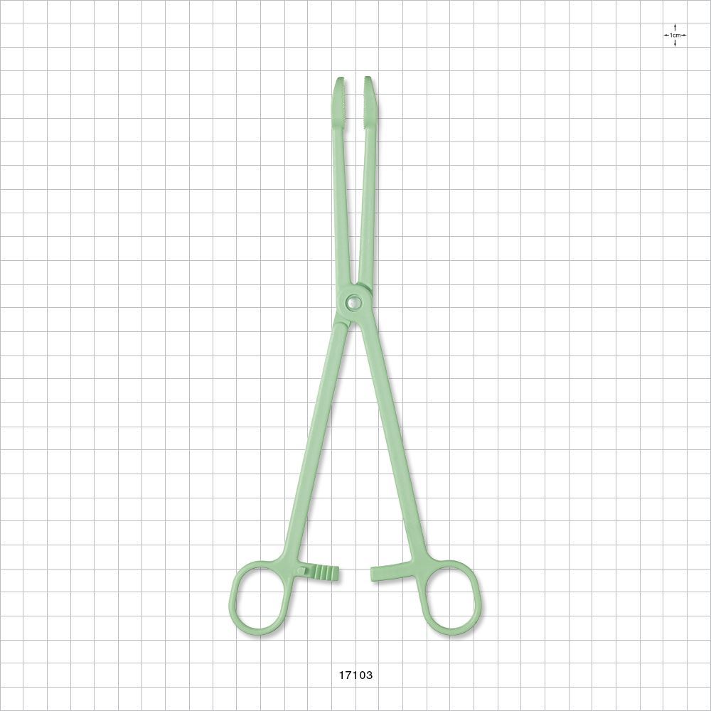 Single-Use Locking Forceps, Round Tips, Green