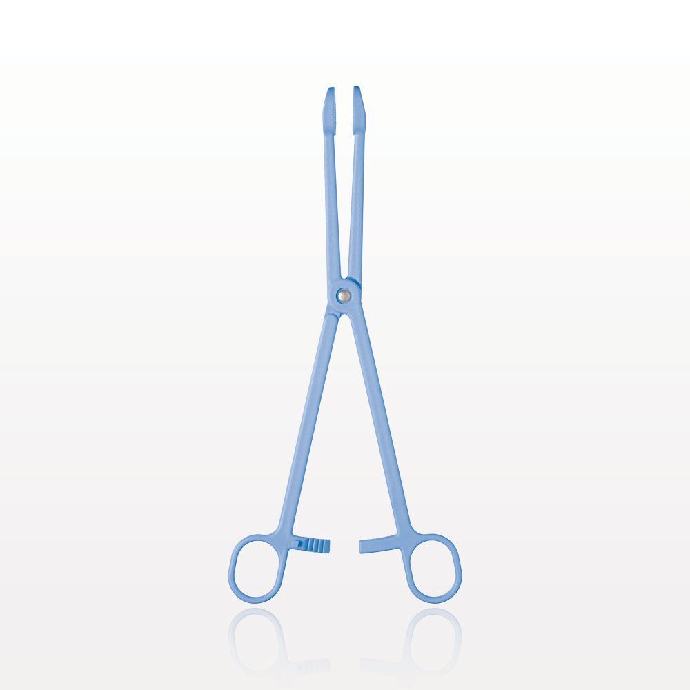 Single-Use Locking Forceps, Round Tips, Light Blue