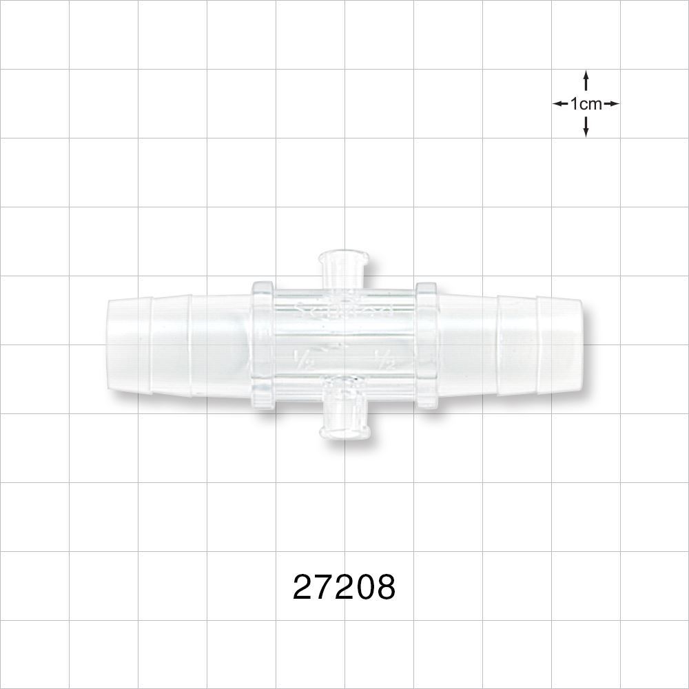 Straight Connector, Barbed, Female Luer Lock Side Port, Natural