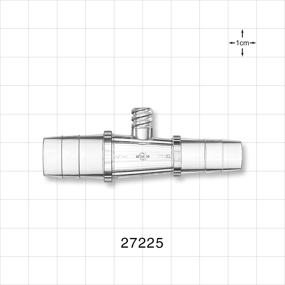 Straight Connector, Reducer, Barbed, Female Luer Lock Side Port, Clear