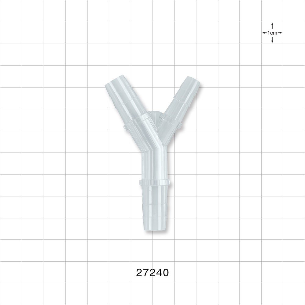 Y Connector, Reducer, Barbed, Clear
