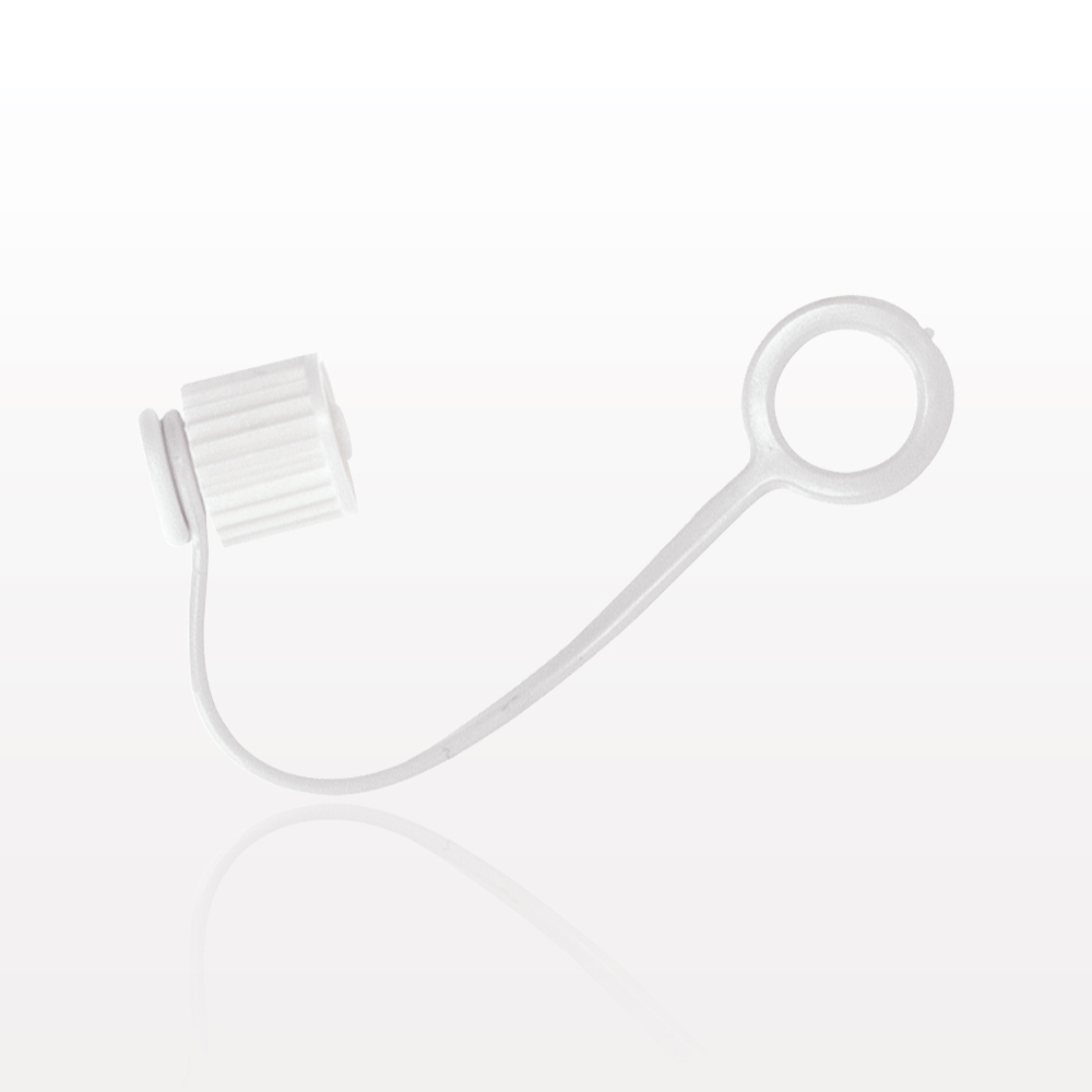 Male Luer Cap, Non-Vented w/Strap, Natural