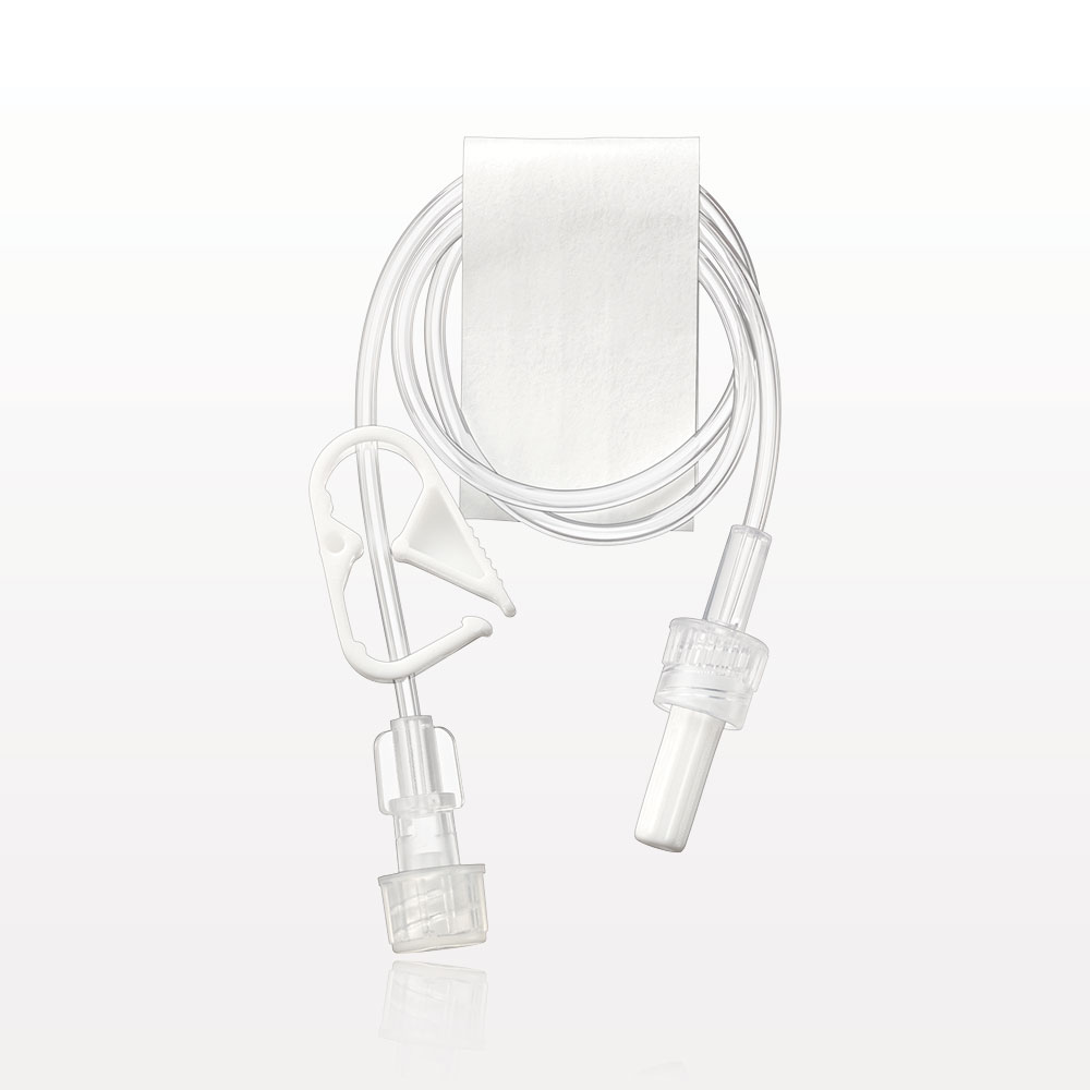 Extension Line, Female Luer Lock to Male Luer Lock with Vented Caps and Pinch Clamp