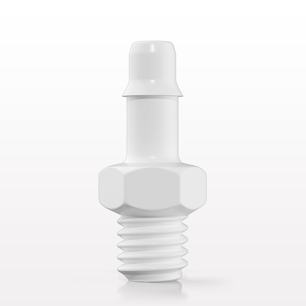 Threaded Connector, Barbed, White