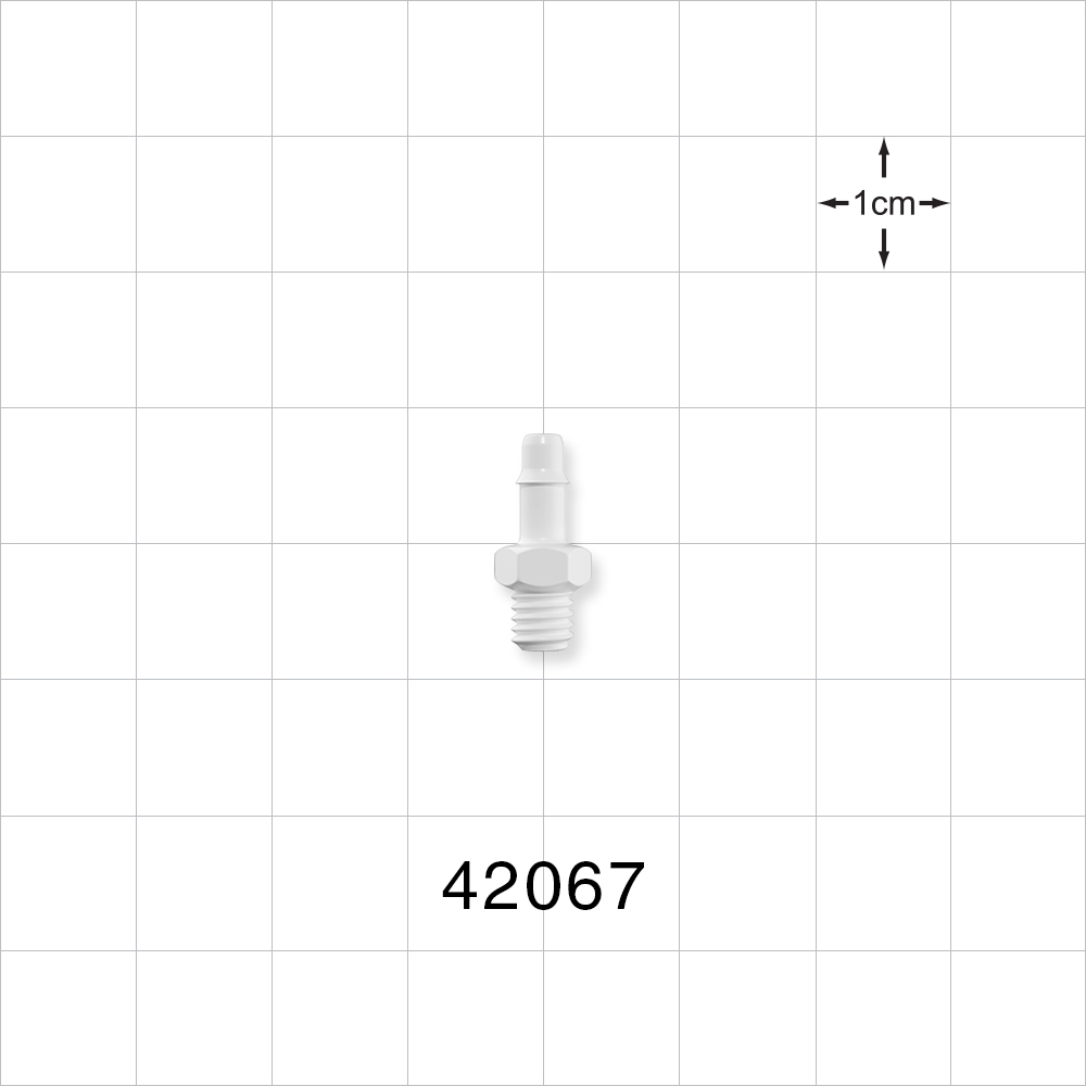 Threaded Connector, Barbed, White