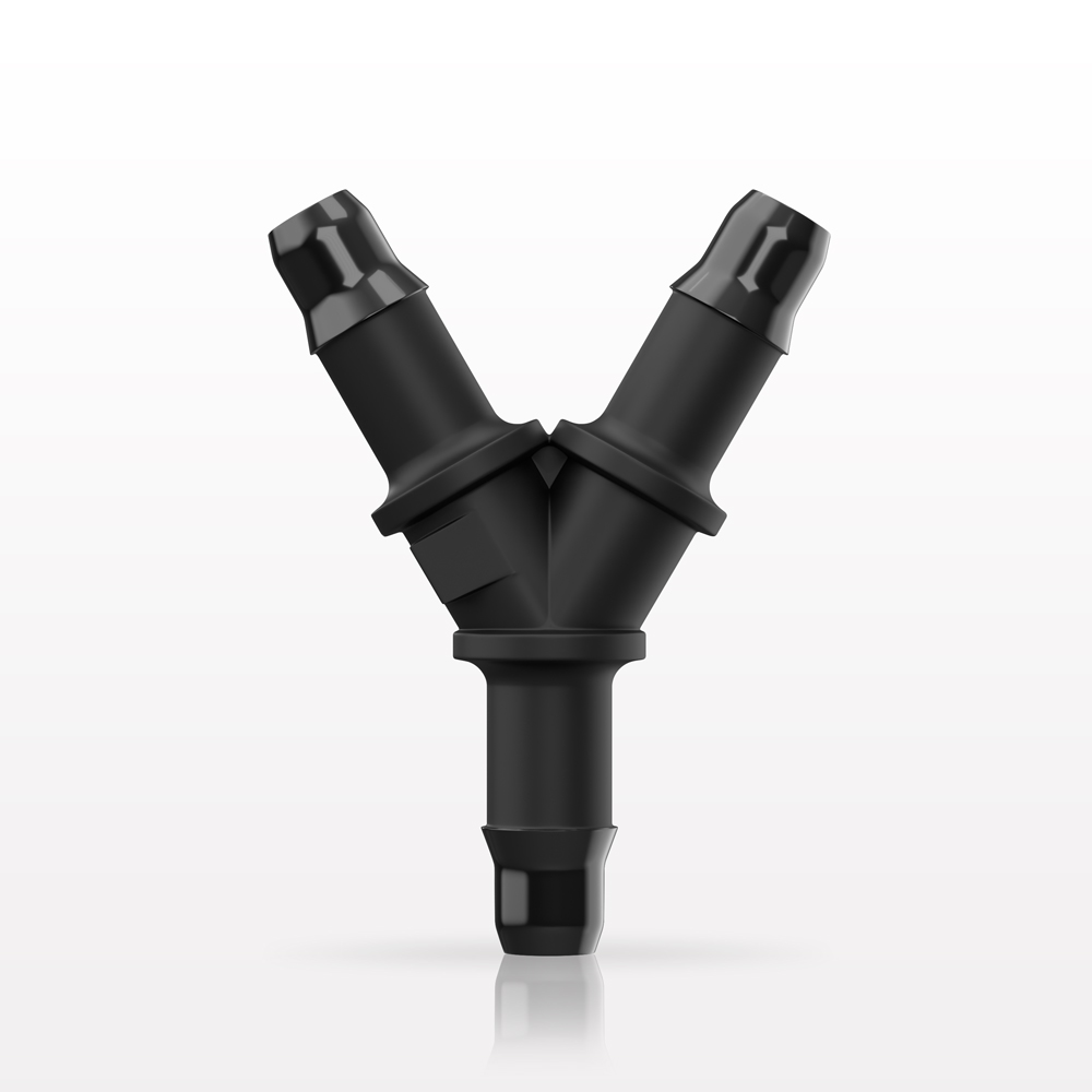 Y Connector, Barbed, Black