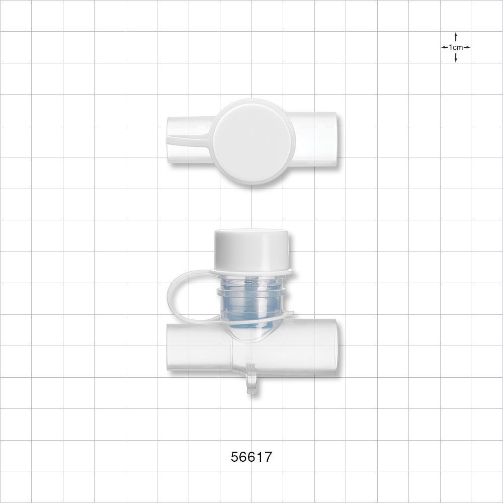 T Connector, Valved with Cap