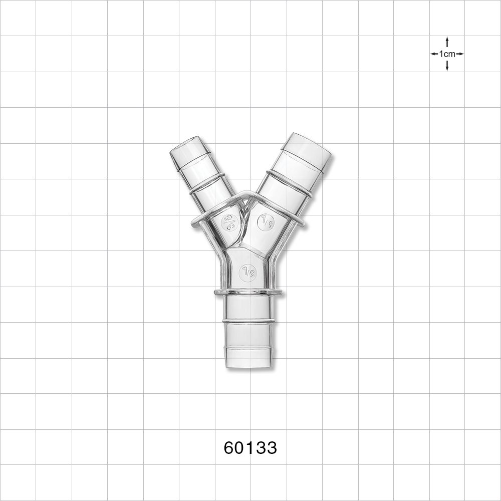 Y Connector, Reducer, Barbed, Clear