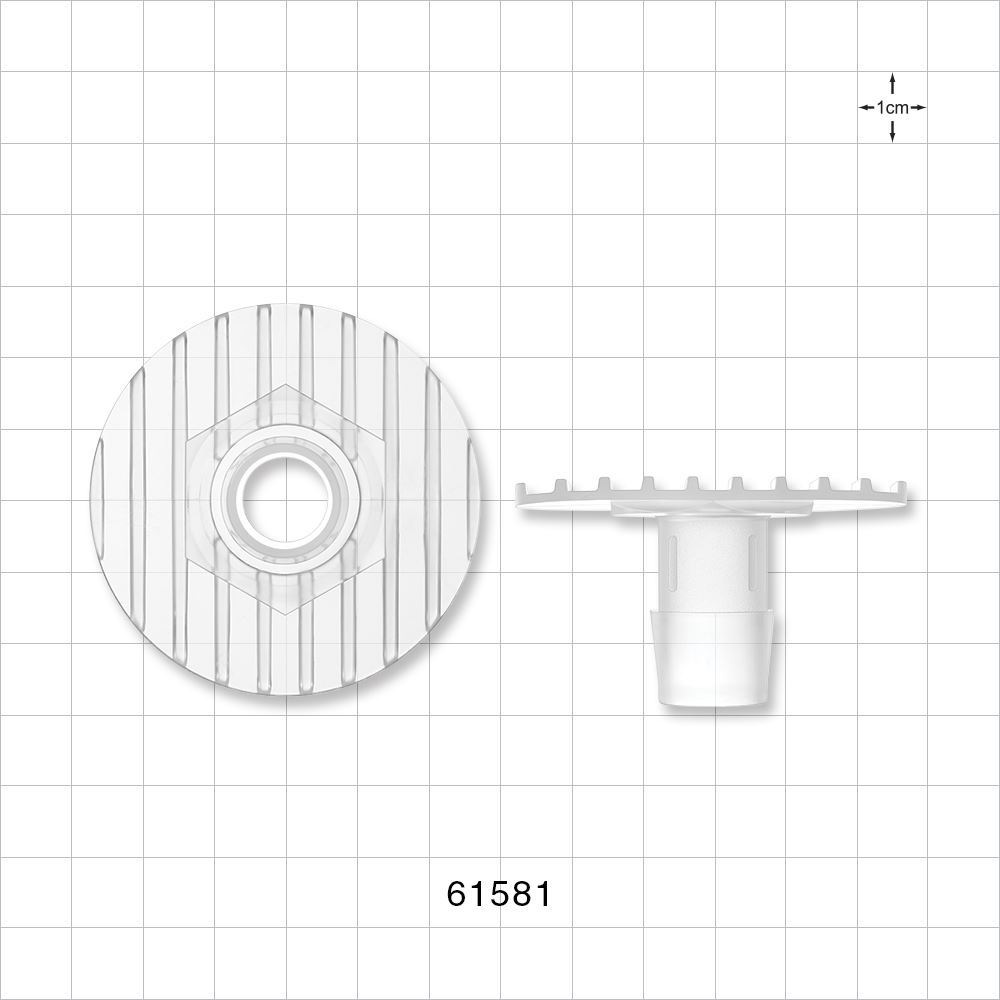 Bag Port Flange with Ribbed Base, Barbed, Natural