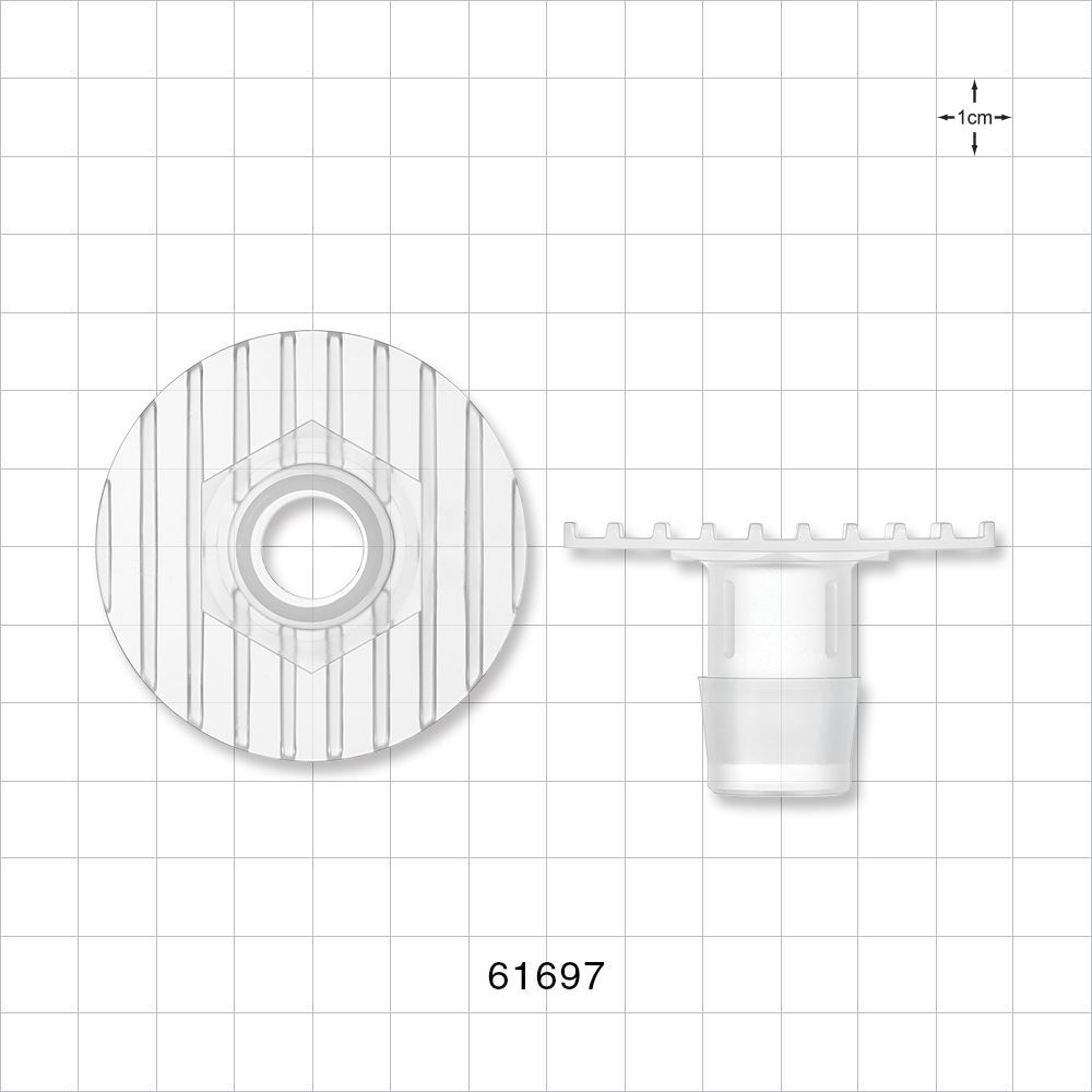 Bag Port Flange with Ribbed Base, Barbed, Natural