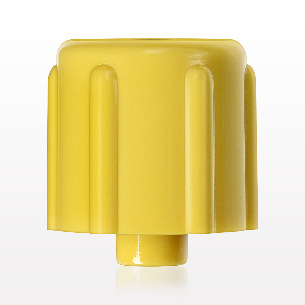 Male Luer Cap, Vented, Yellow