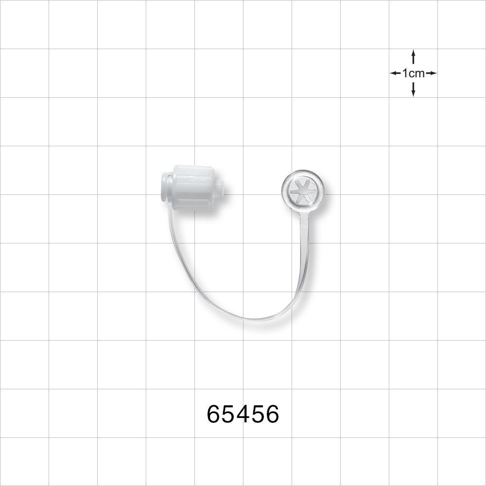 Male Luer Cap, Non-Vented w/Strap, White