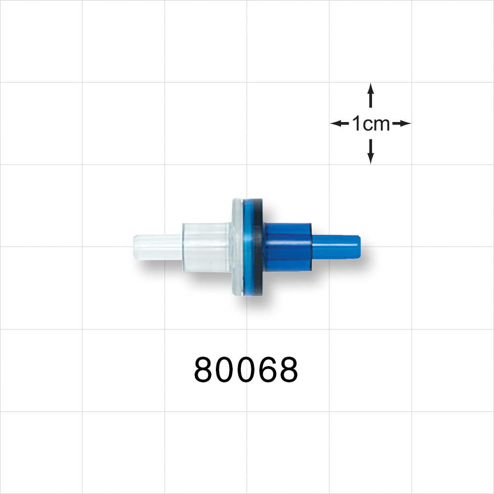 Check Valve, Clear Inlet, Blue Outlet