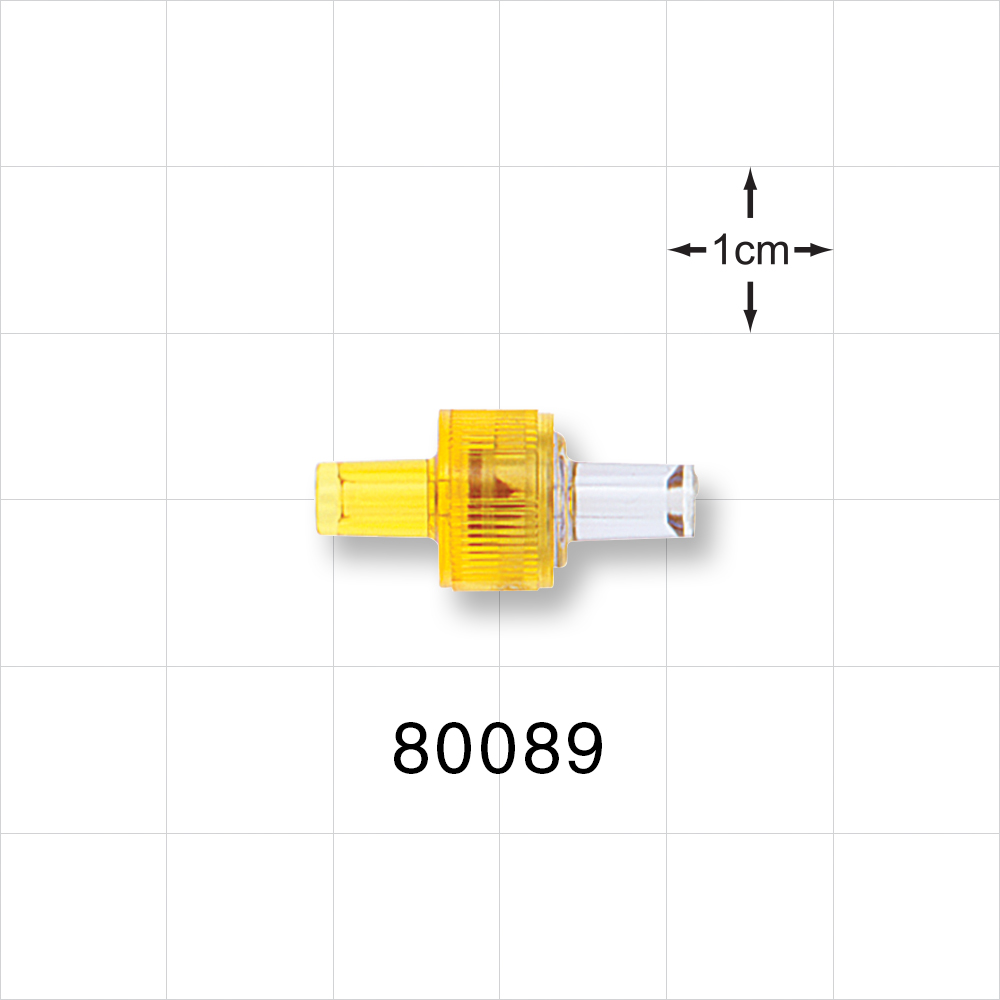 Duckbill Check Valve; Yellow Inlet, Clear Outlet