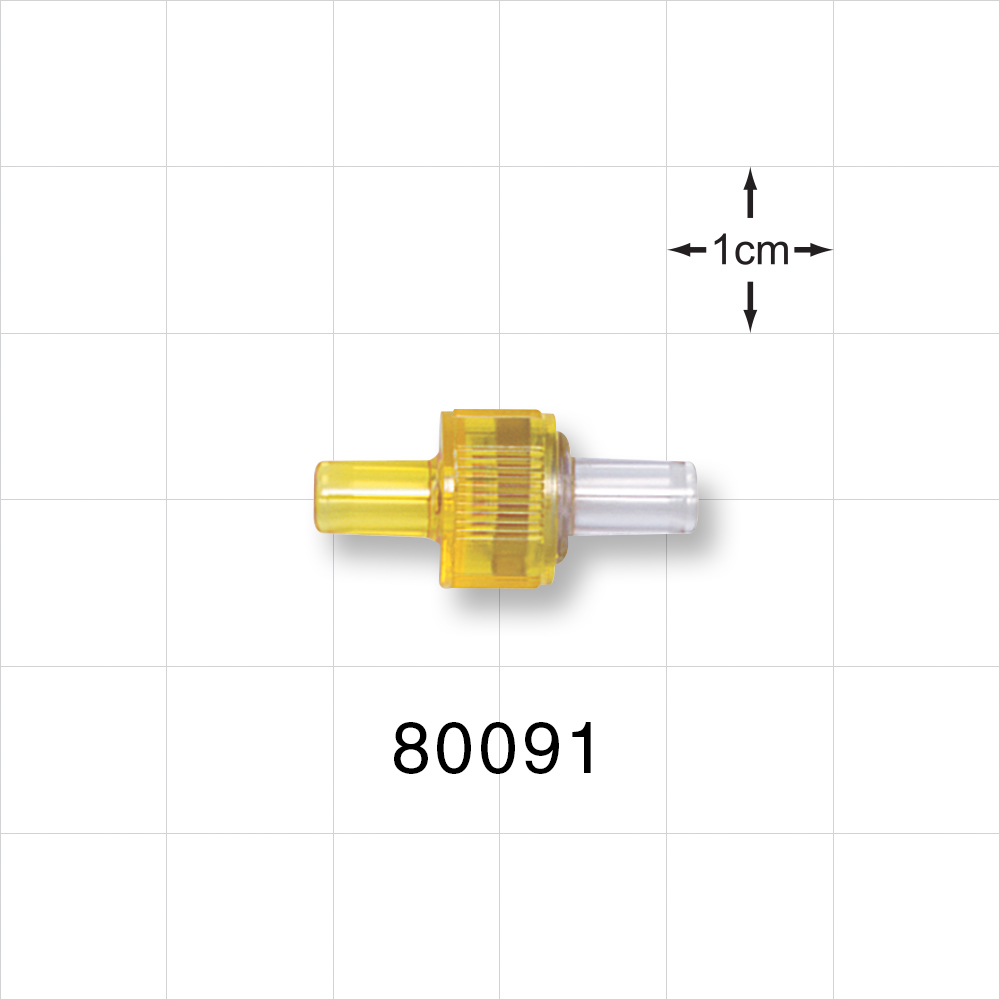 Duckbill Check Valve; Yellow Inlet, Clear Outlet