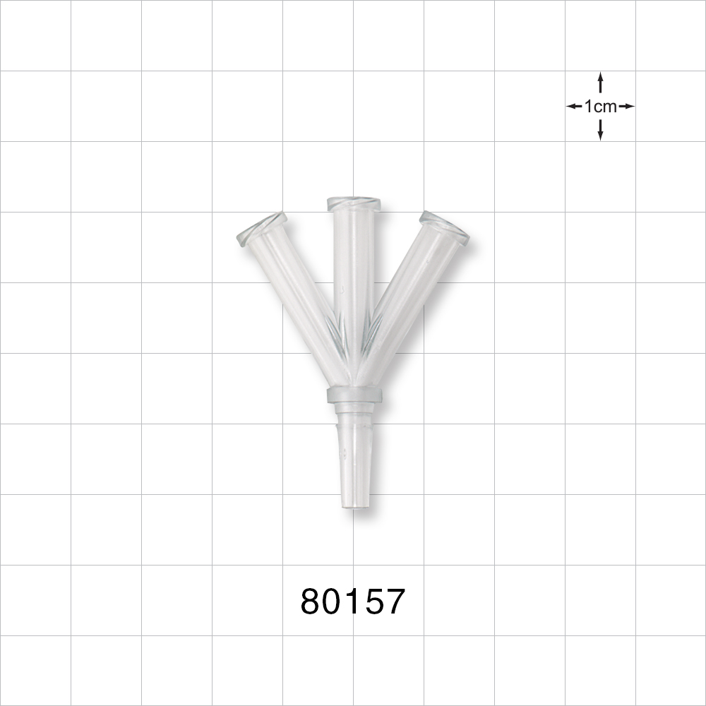 Y Connector, 4-Way, 3 Female Luer Locks, Male Luer Slip, Natural