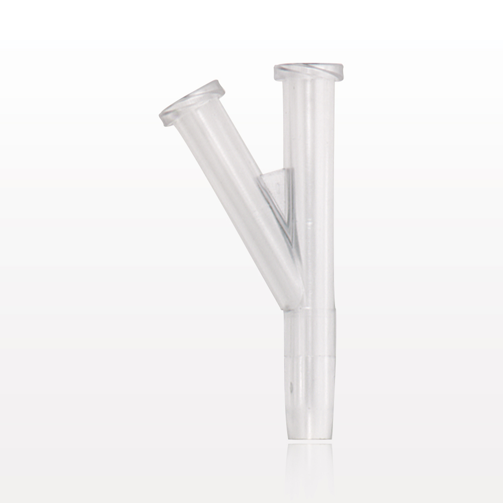 Y Connector, 2 Female Luer Locks, Tubing Port, Natural