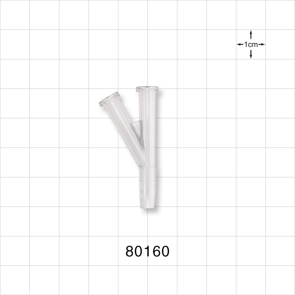 Y Connector, 2 Female Luer Locks, Tubing Port, Natural