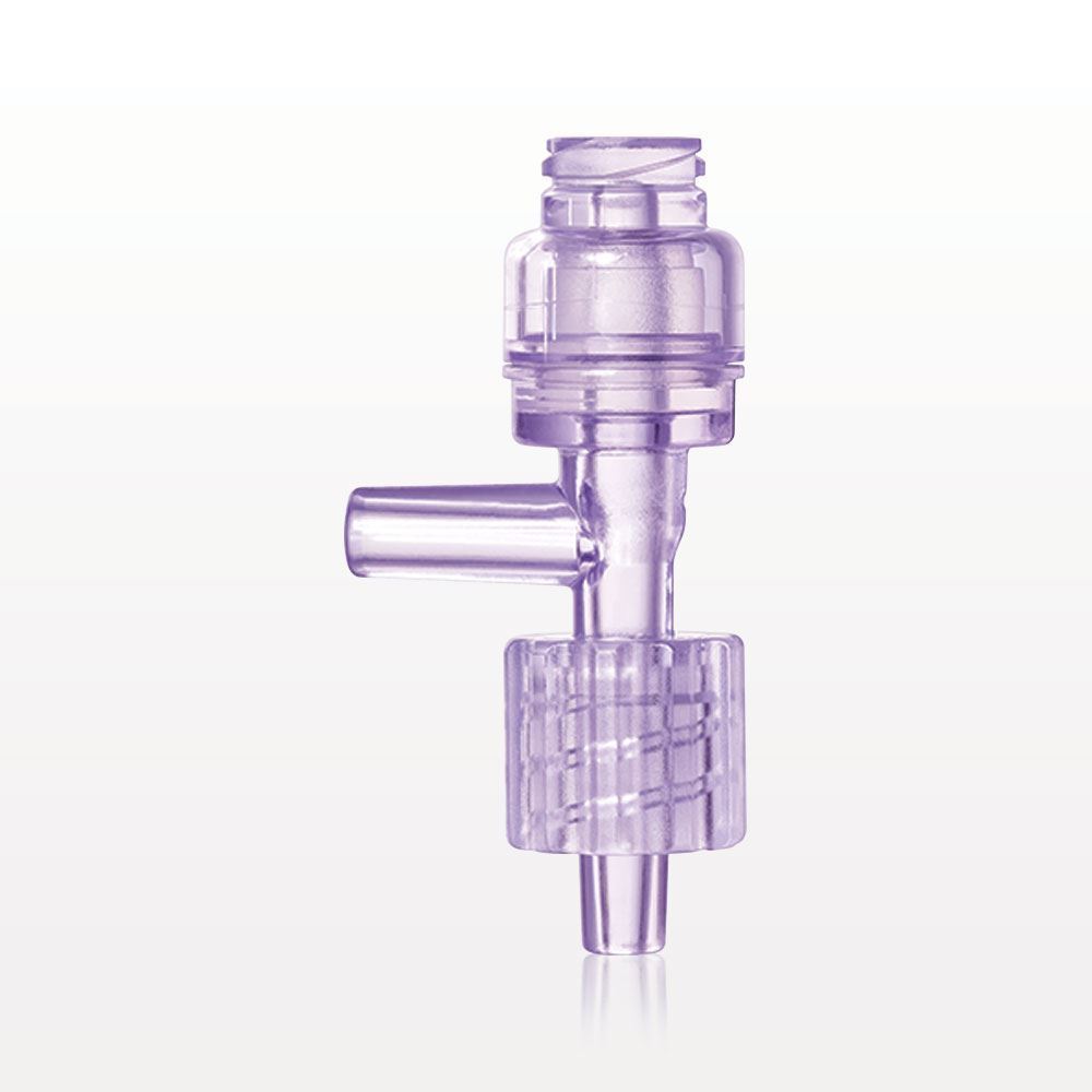 T Connector, Needleless Injection Site, Swabbable, Female Luer, Male Luer w Spin Lock, Tubing Port