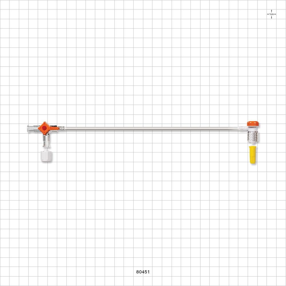 Extension Line, Hemostasis Valve with Male Luer Lock & Female Cap to 3-Way Stopcock & Male Luer Cap