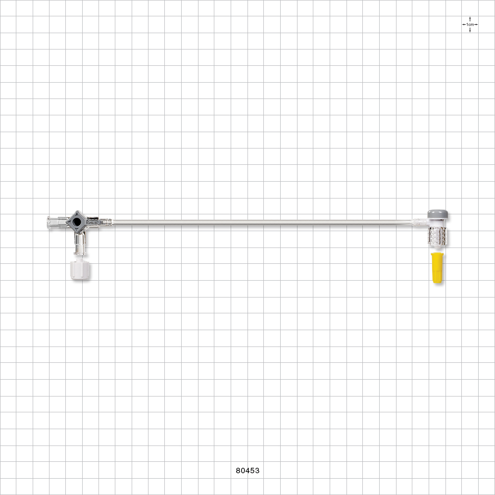 Extension Line, Hemostasis Valve with Male Luer Lock & Female Cap to 3-Way Stopcock & Male Luer Cap