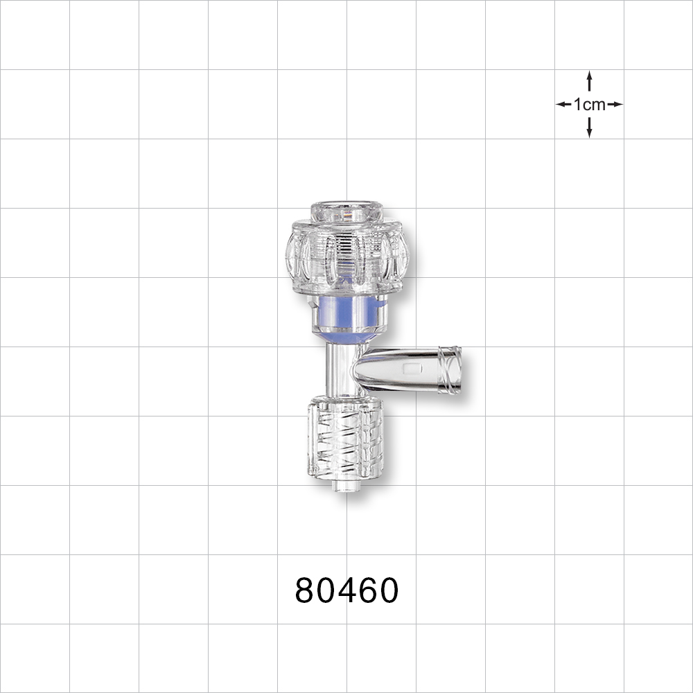 Tuohy Borst Adapter, Male Luer Lock Swivel, Female Luer Lock Sideport
