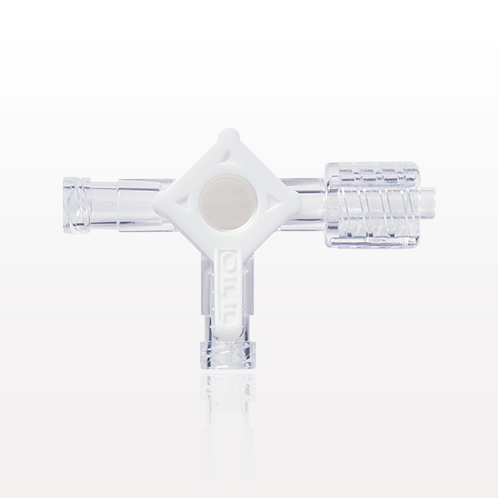 4-Way Stopcock, 2 Female Luer Locks, Swivel Male Luer Lock