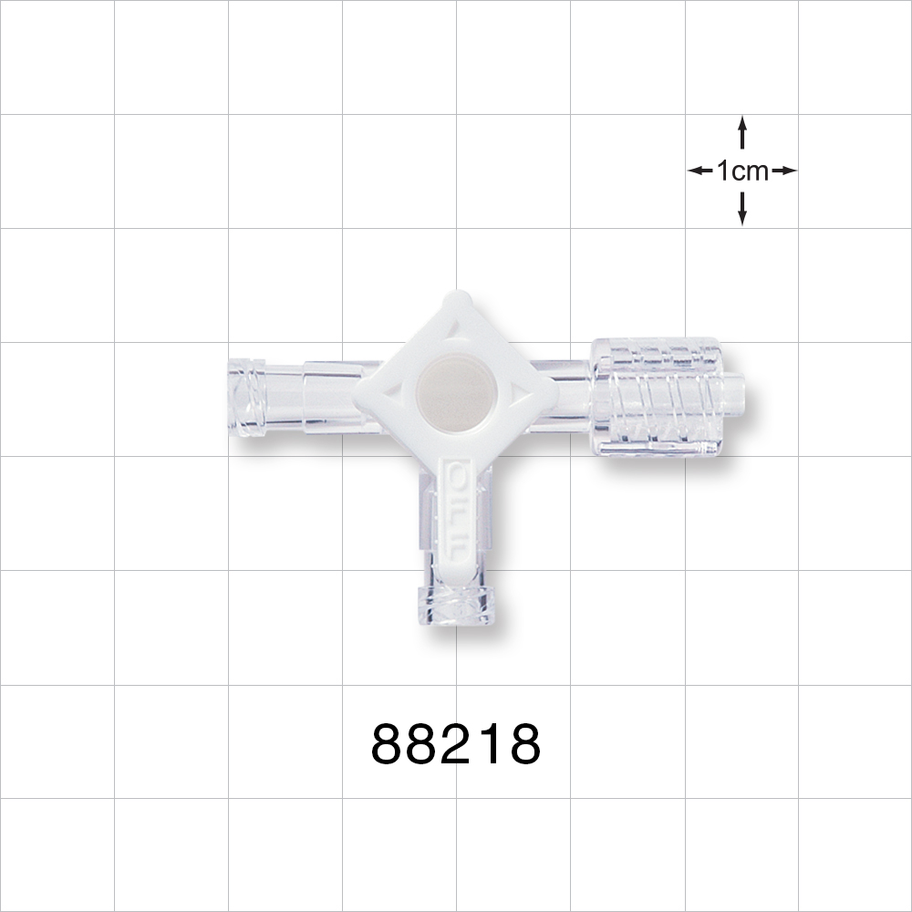 4-Way Stopcock, 2 Female Luer Locks, Swivel Male Luer Lock