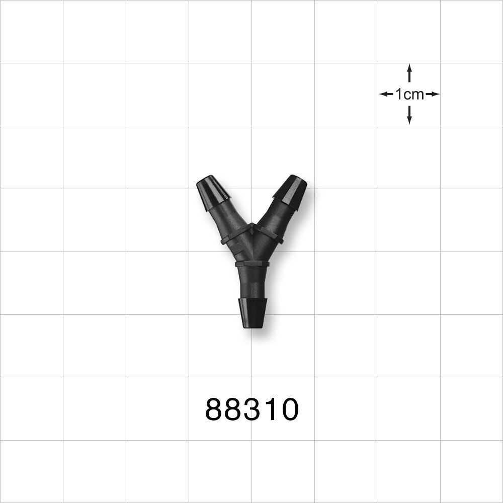 Y Connector, Barbed, Black