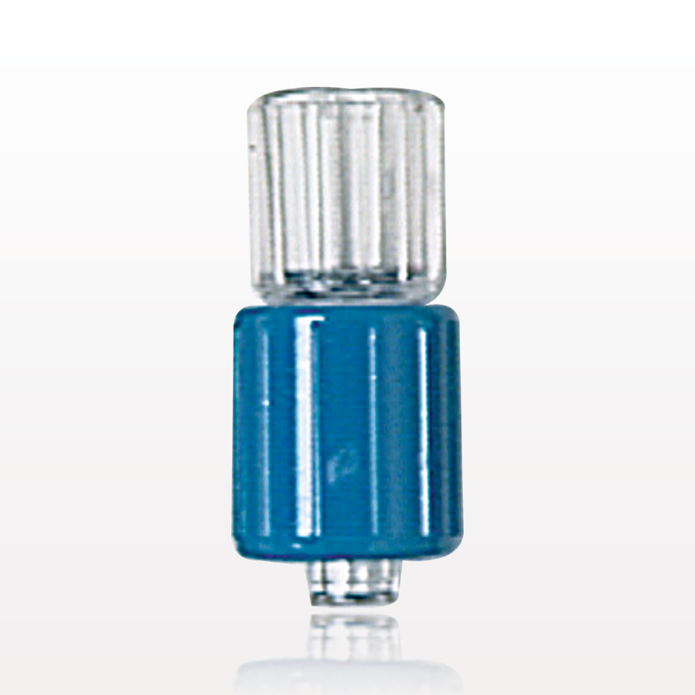 Male Luer w/Blue Spin Lock, Tubing Port, Clear
