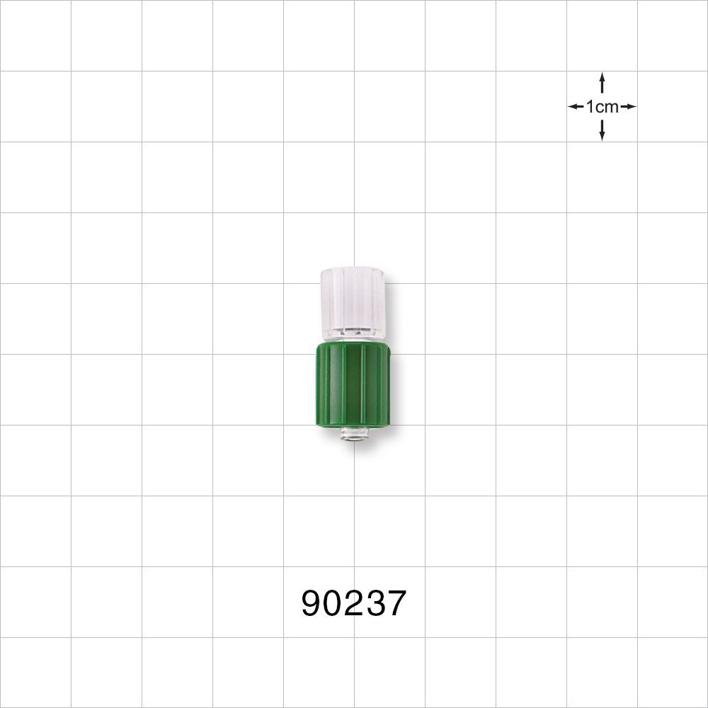 Male Luer w/Green Spin Lock, Tubing Port, Clear