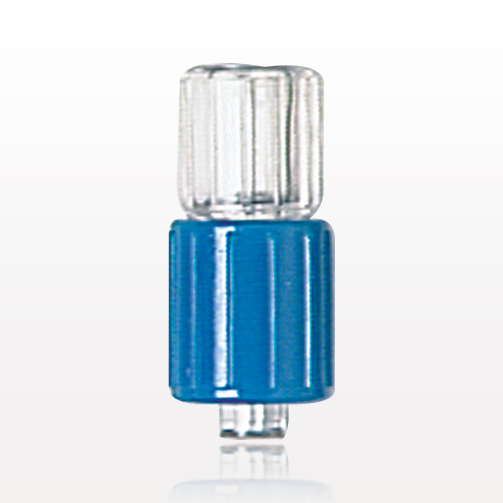 Male Luer w/Blue Spin Lock, Tubing Port, Clear