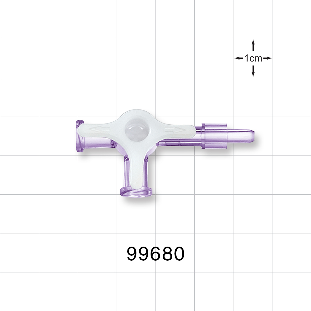 4-Way Stopcock, 2 Female Luer Locks, Tubing Port