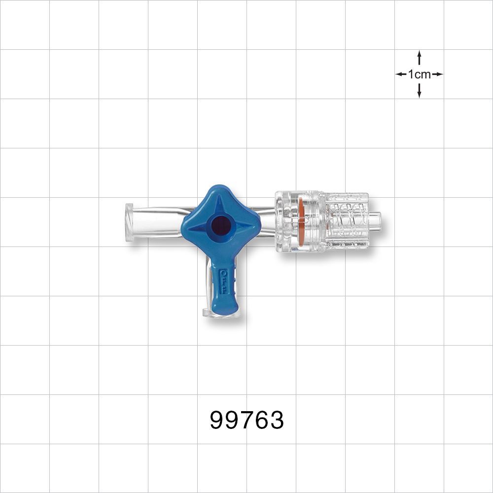 3-Way Stopcock, 2 Female Luer Locks, Rotating Male Luer Lock