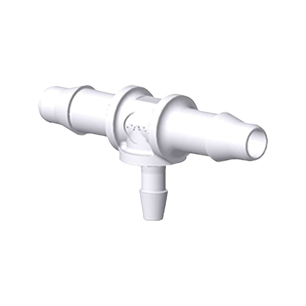 T Connector, Reducer, Barbed, White, 100/Bag