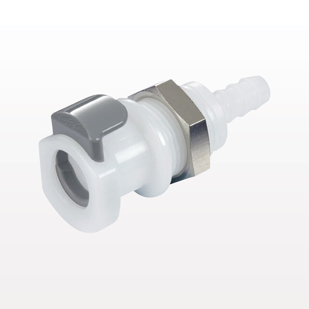 APC Connector, Panel Mount Body, Valved, Barbed