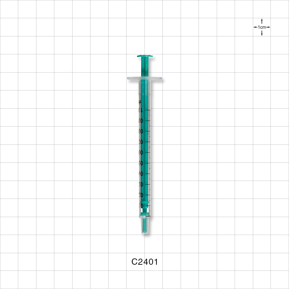 Two-Piece Syringe, Male Luer Slip, Zero Dead Space, Green