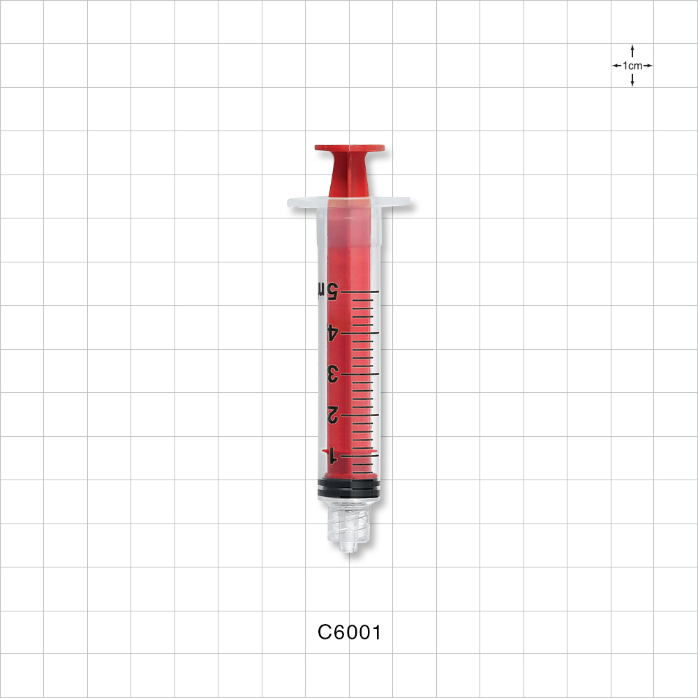 Syringe, Male Luer Lock, Red