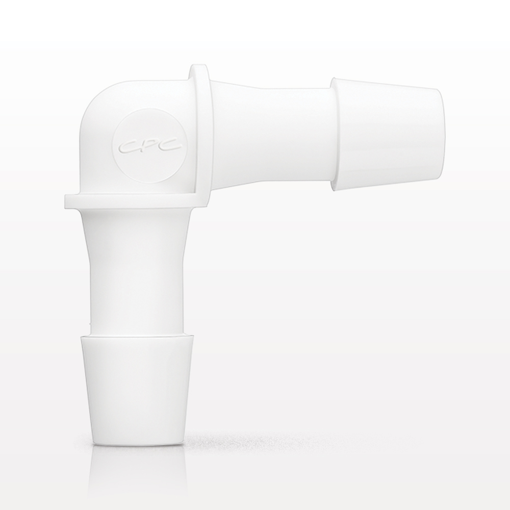 Elbow Connector, Barbed, White, 100/Bag