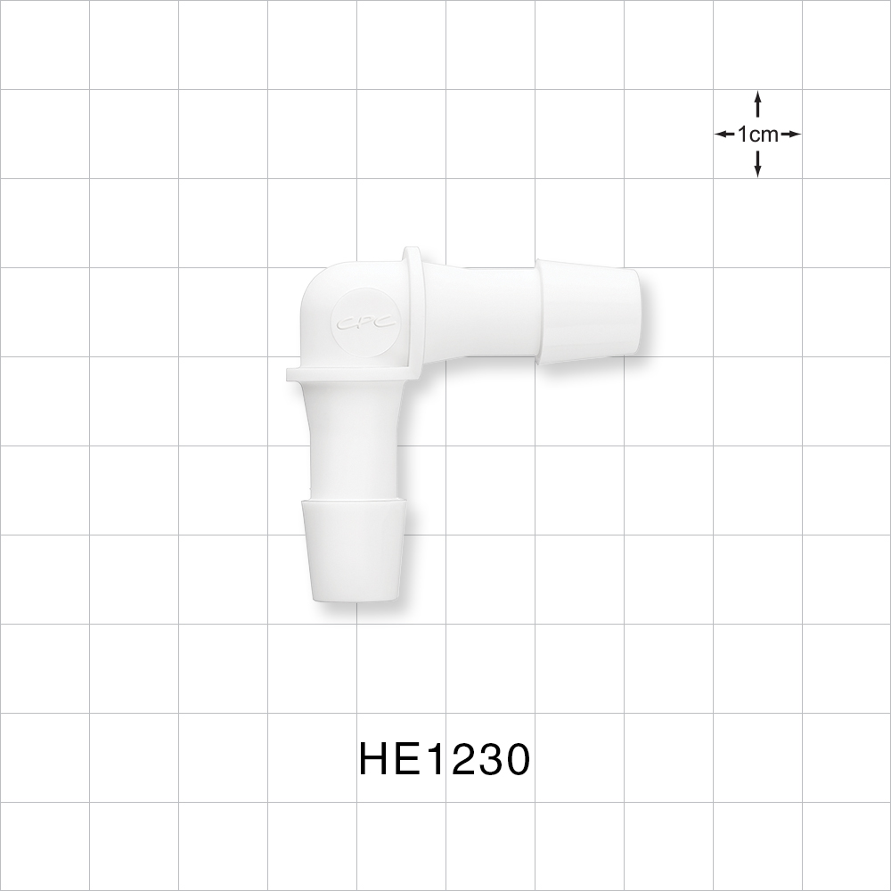 Elbow Connector, Barbed, White, 100/Bag