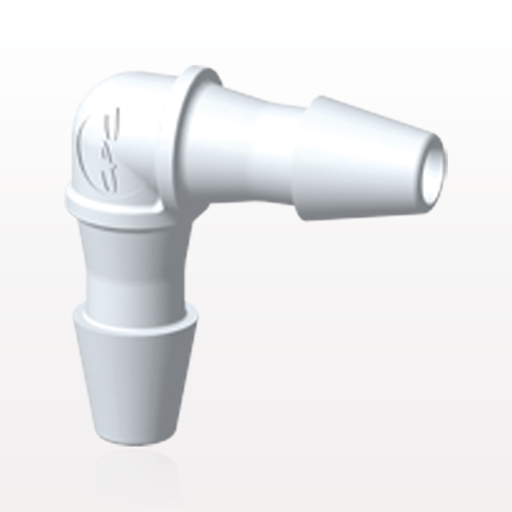 Elbow Connector, Barbed, White, 100/Bag