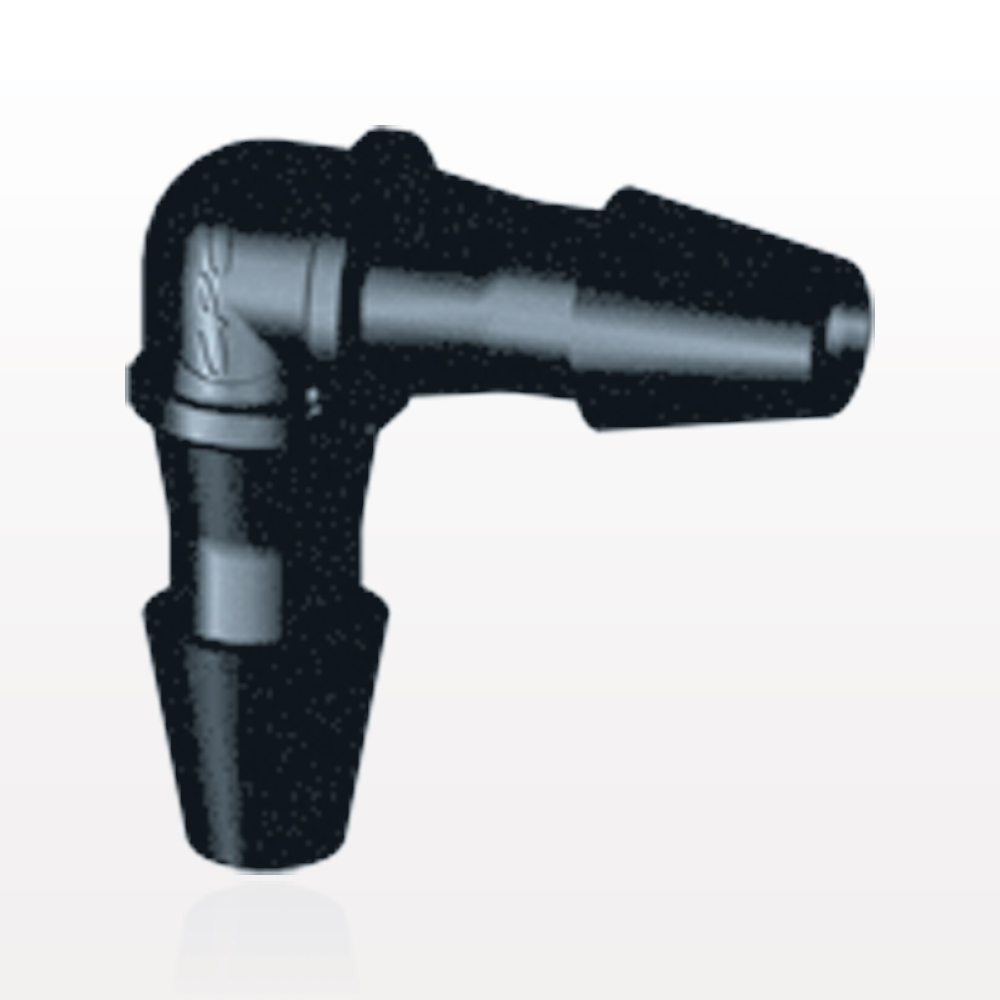 Elbow Connector, Barbed, Black, 100/Bag