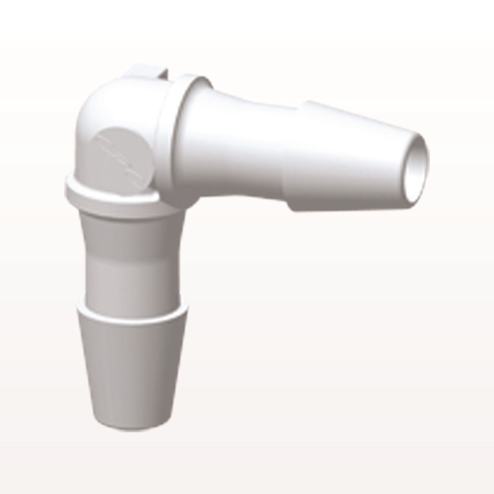 Elbow Connector, Barbed, White, 100/Bag