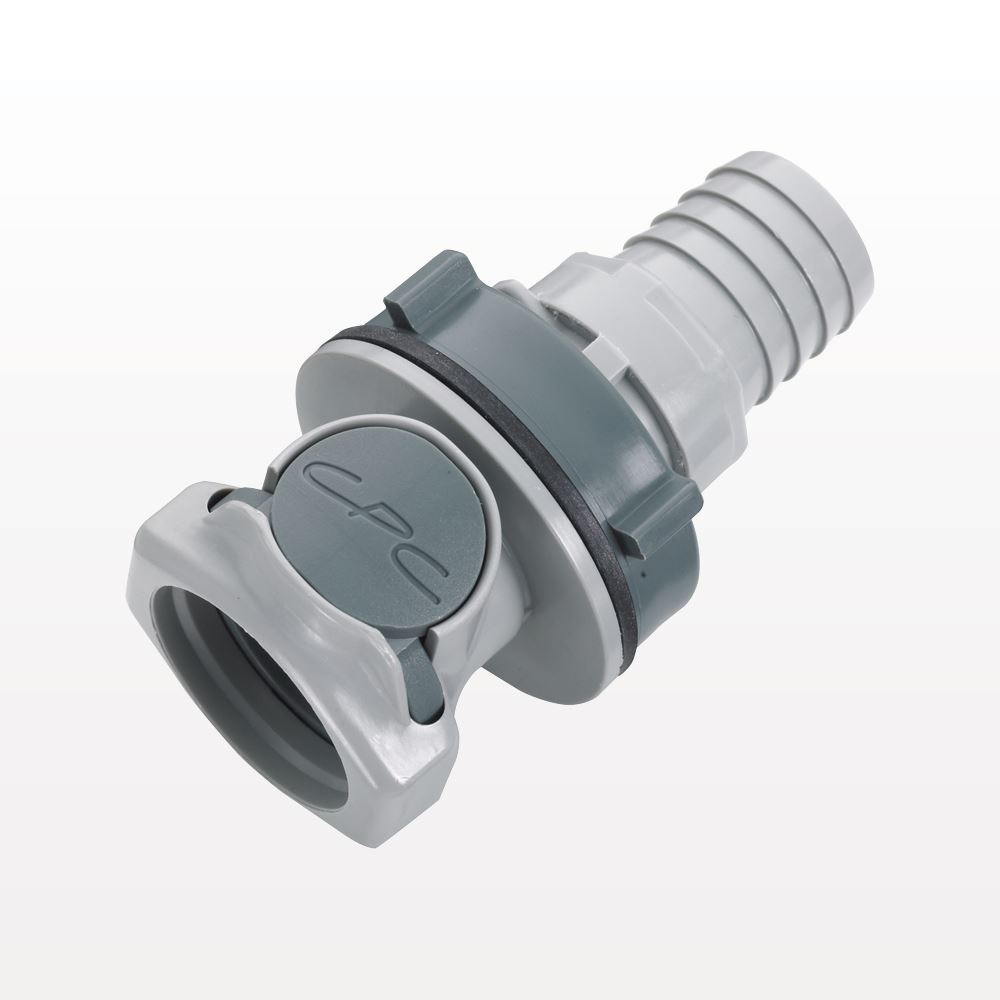 HFC12 Connector, Panel Mount Body, Valved, Barbed