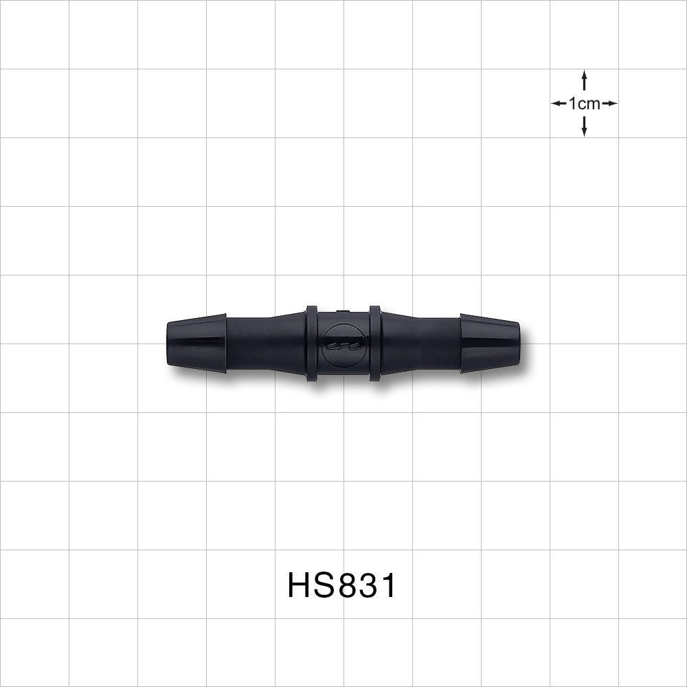 Straight Connector, Barbed, Black, 100/Bag