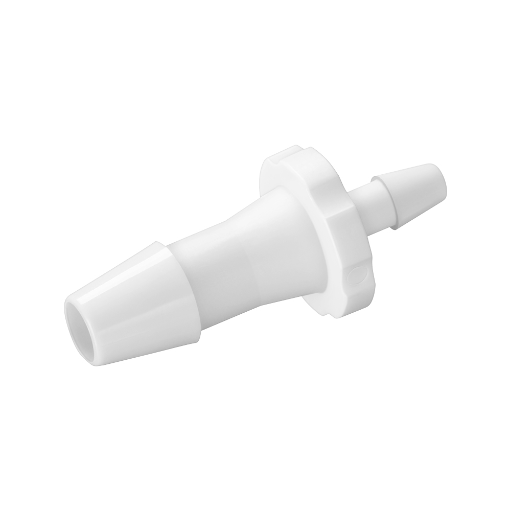 Straight Connector, Reducer, Barbed, White, 100/Bag