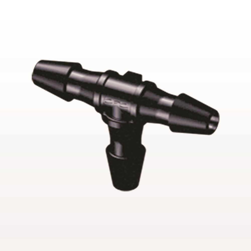 T Connector, Barbed, Black, 100/Bag