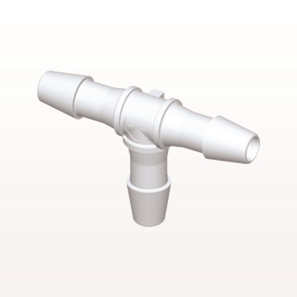 T Connector, Barbed, White, 100/Bag