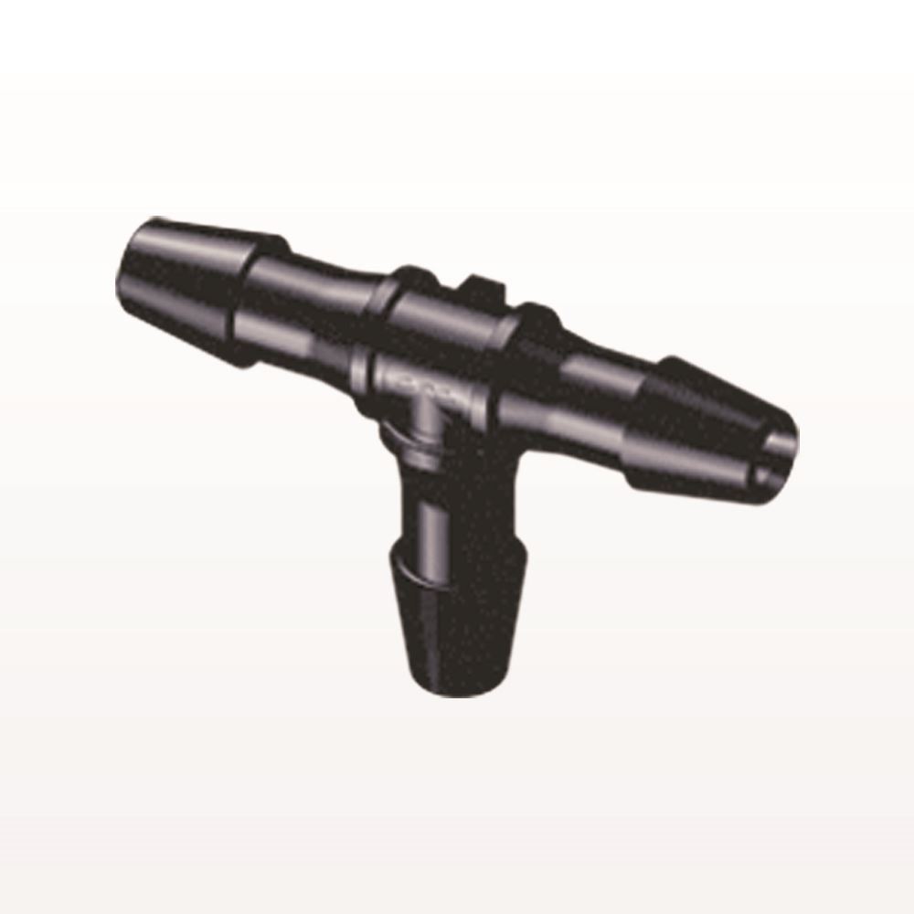 T Connector, Barbed, Black, 100/Bag
