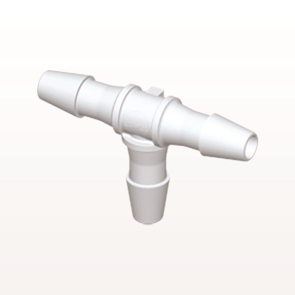 T Connector, Barbed, White, 100/Bag